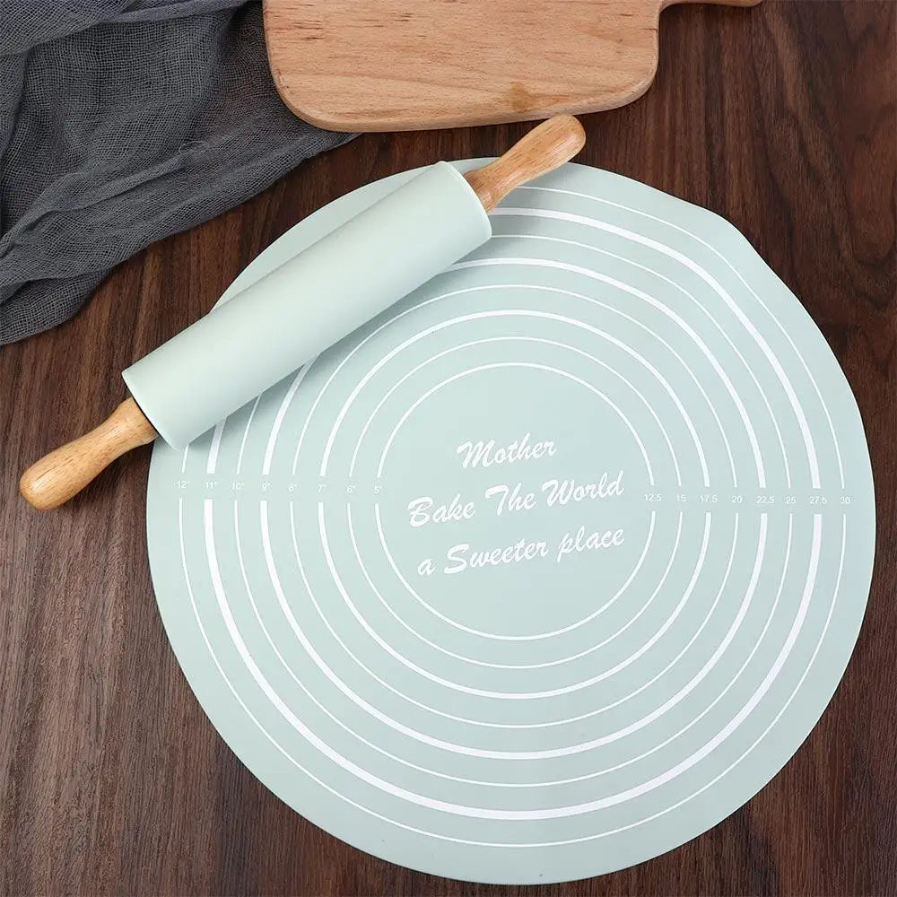 Silicone Dough Mat & Rolling Pin Set – Non-Stick Baking Tool