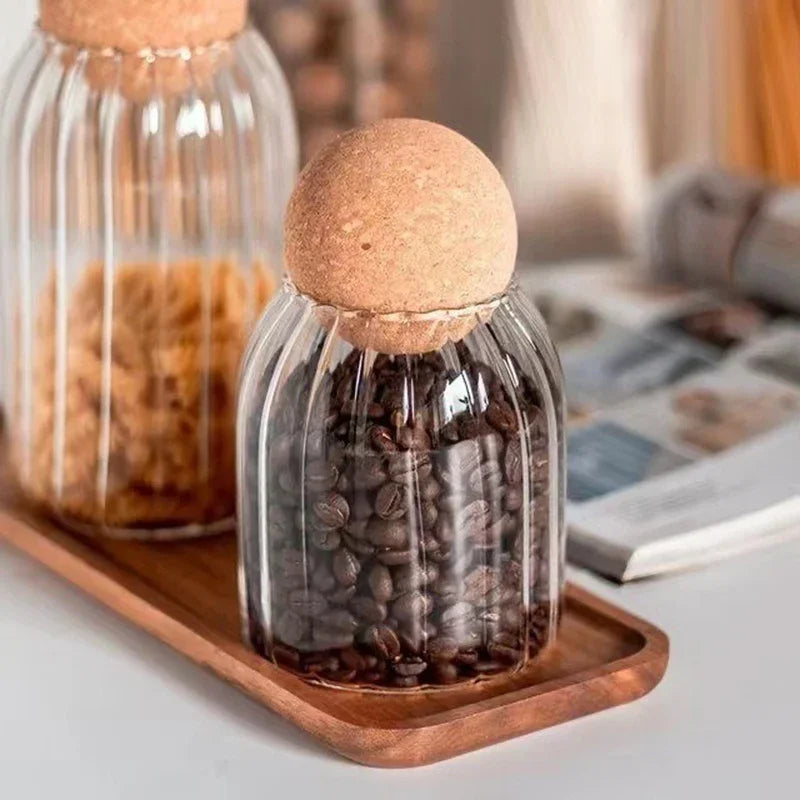 Tall Transparent Glass Spice Storage Jar Set (3pcs)