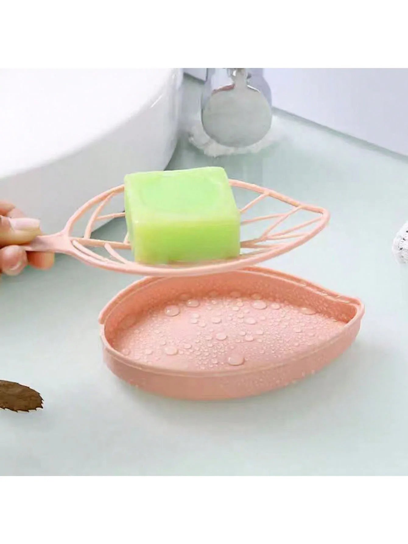 Leaf-Shaped Soap Holder with Drain for Bathroom