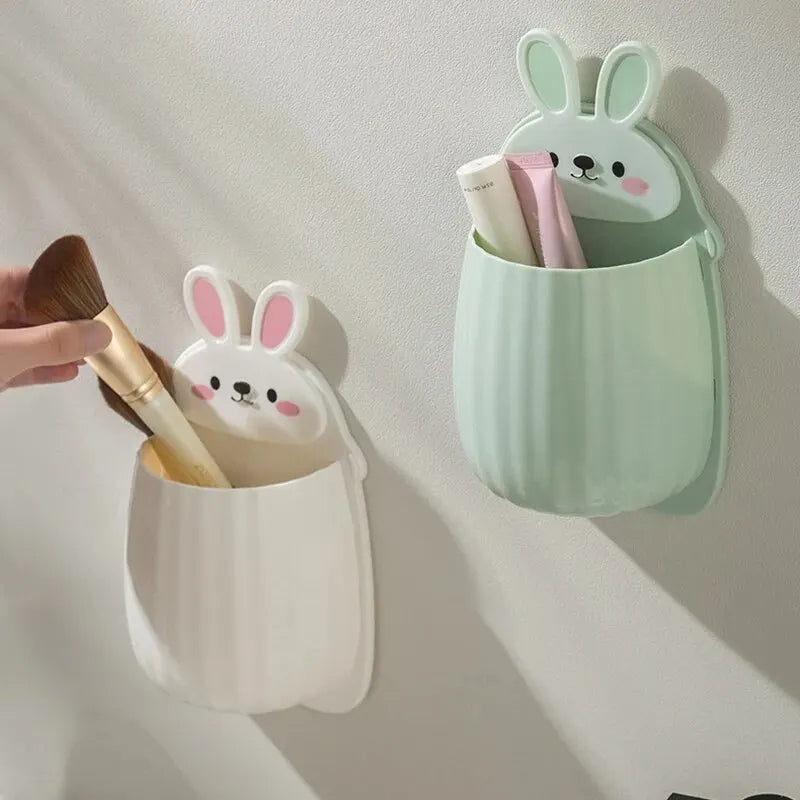 Cute Rabbit Wall-Mounted Toothbrush & Makeup Holder