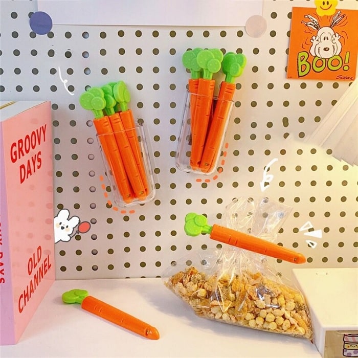 Kitchen Tools 5Pcs Carrot Clip Plastic Bag Snack Bag Sealing Clips