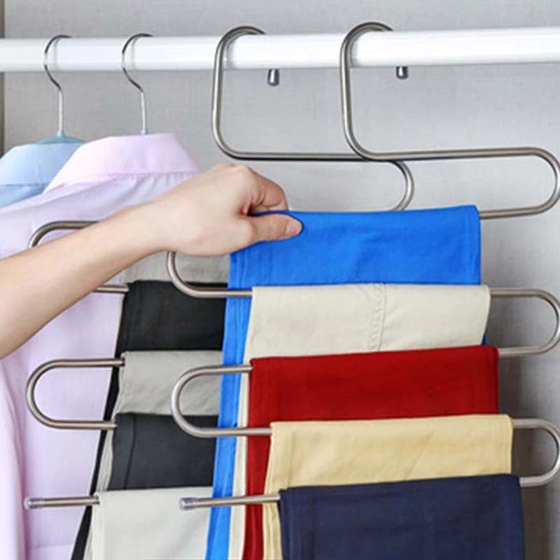 Multi Functional Stainless Steel 5 Layer Clothes Hangers - 1 Pc