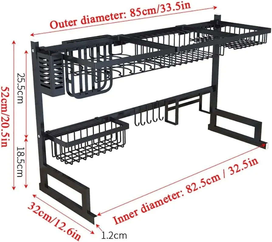 Over The Sink Dish Drying Rack Shelf Stainless Steel Kitchen Cutlery Holder 85cm(Free Delivery Limited Time Offer)