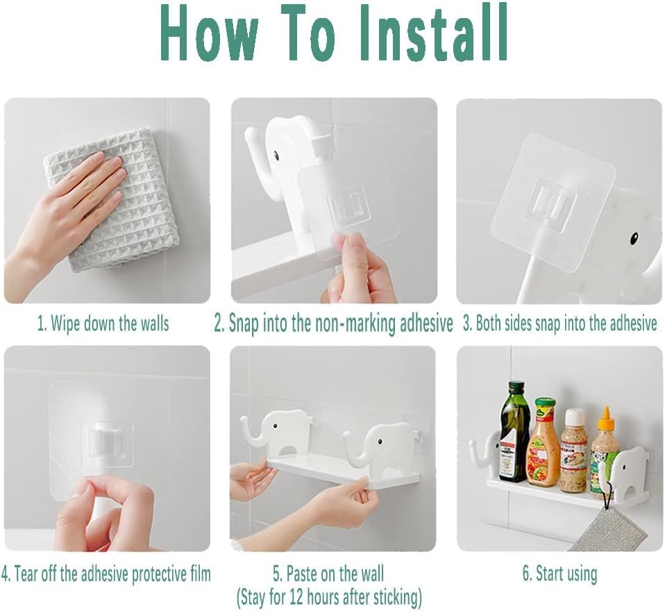 Elephant Wall Mounted Self Adhesive Shelf
