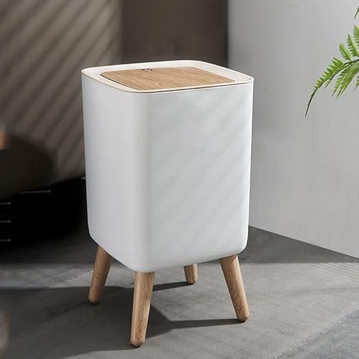Wooden High-Foot Square Dustbin – Modern Waste Bin