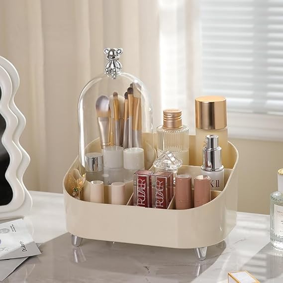 Makeup Organizer with Lid for Vanity Storage