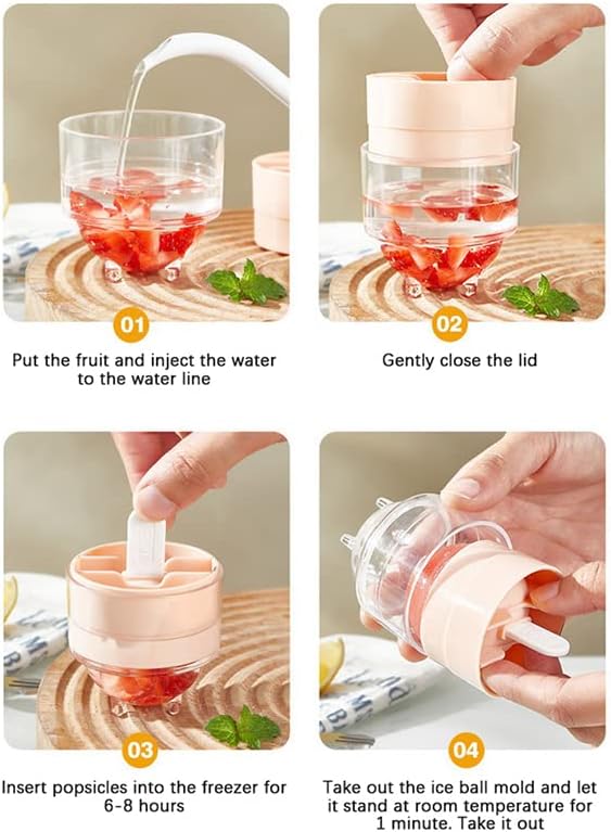 4pcs Ice Lolly Mold Set – Round Ice Jelly Maker