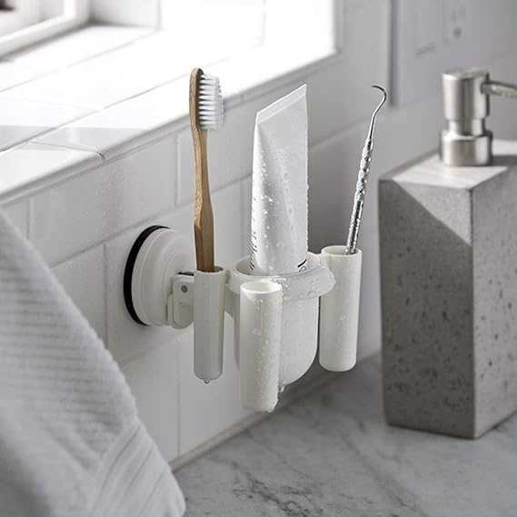 Drill-Free Toothbrush Organizer Bathroom Storage Shelf