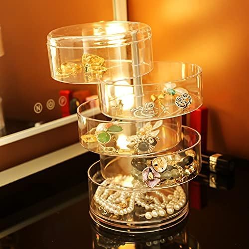 5-Layer Rotating Acrylic Jewelry Organizer with Lid