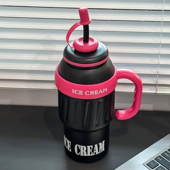 Insulated Coffee & Tea Tumbler – Stainless Steel Bottle with Straw & Handle