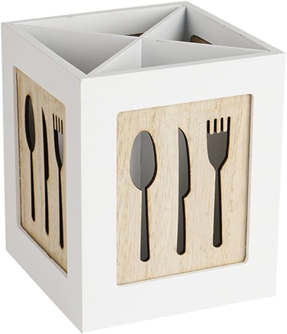 Wooden Cutlery Holder Storage Box for Kitchen