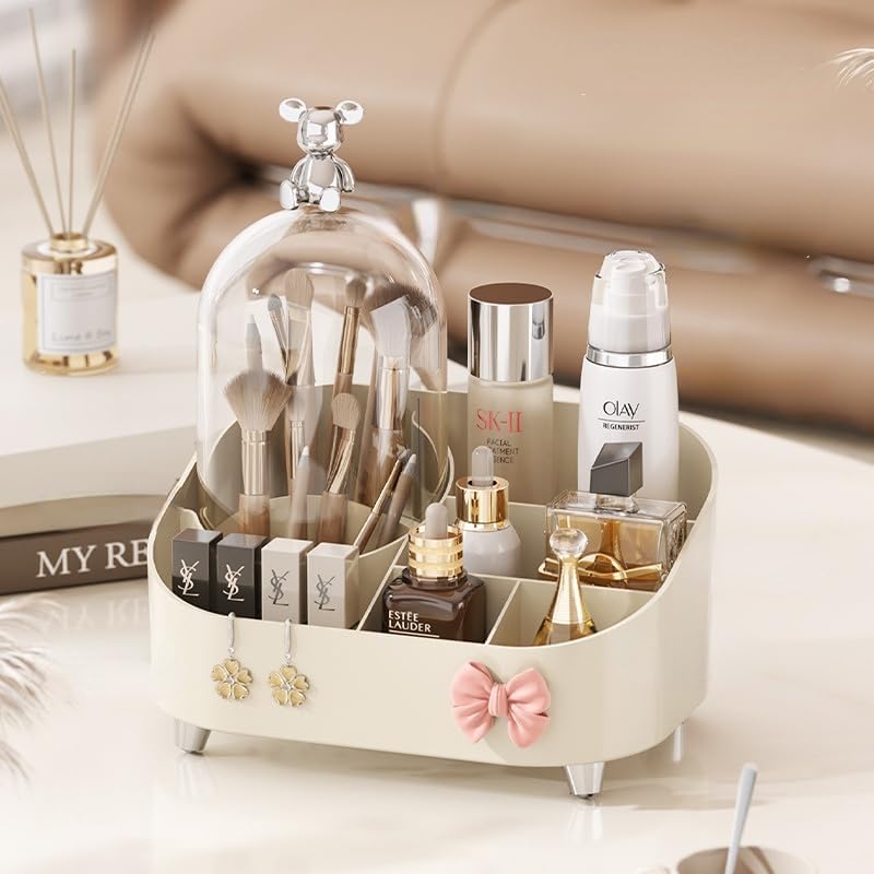 Makeup Organizer with Lid for Vanity Storage
