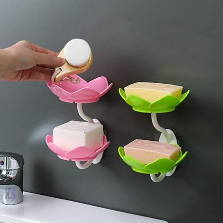 Wall-Mounted Lotus Soap Box – Double Layer Tray