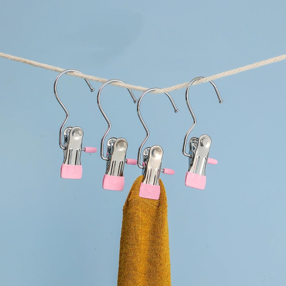 Space-Saving Stainless Steel Clothes Hanger Clips ( 1 Pair )