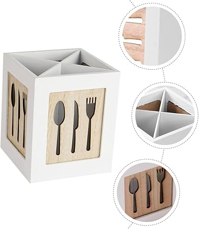 Wooden Cutlery Holder Storage Box for Kitchen