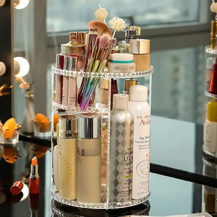Multifunctional 360° Rotating Transparent Cosmetic and Jewelry Organizer