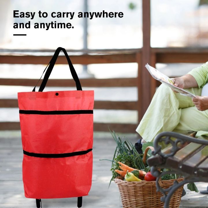 Foldable Shopping Trolley Bag with Wheels – Oxford Cloth