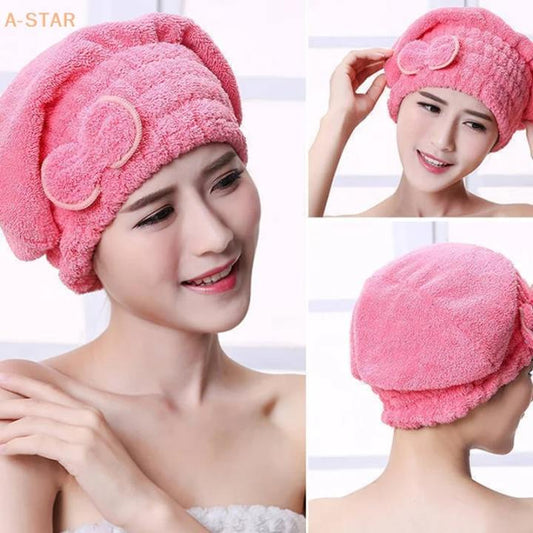 Microfiber Quick-Dry Hair Wrap Towel Bowknot Bath Spa Cap