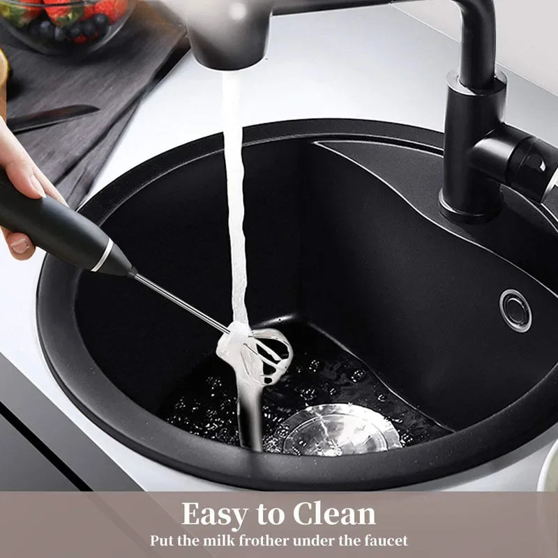 Electric Milk Frother Handheld USB Rechargeable Coffee Mixer