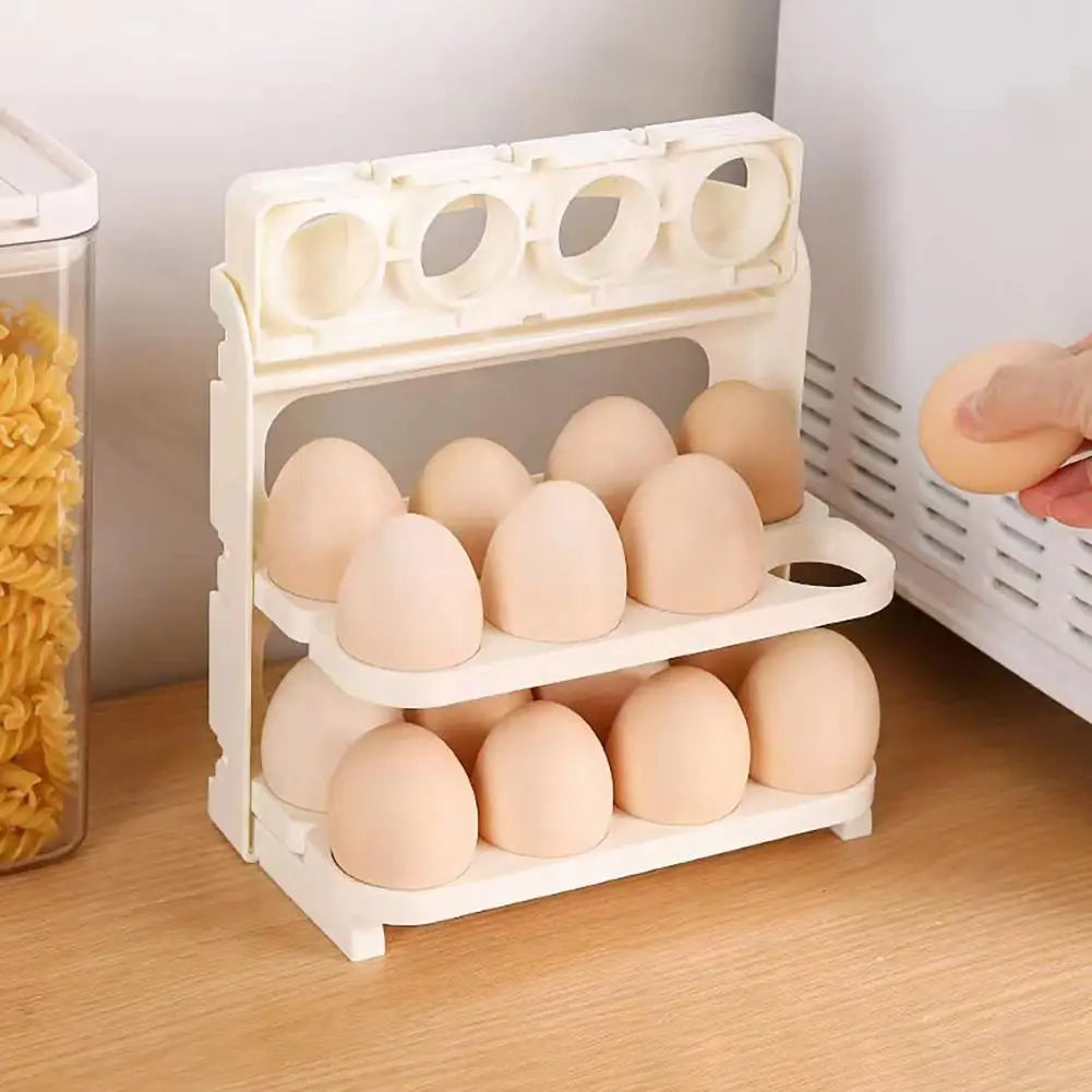 24-Grid Folding Egg Rack Three-Layer Storage Container
