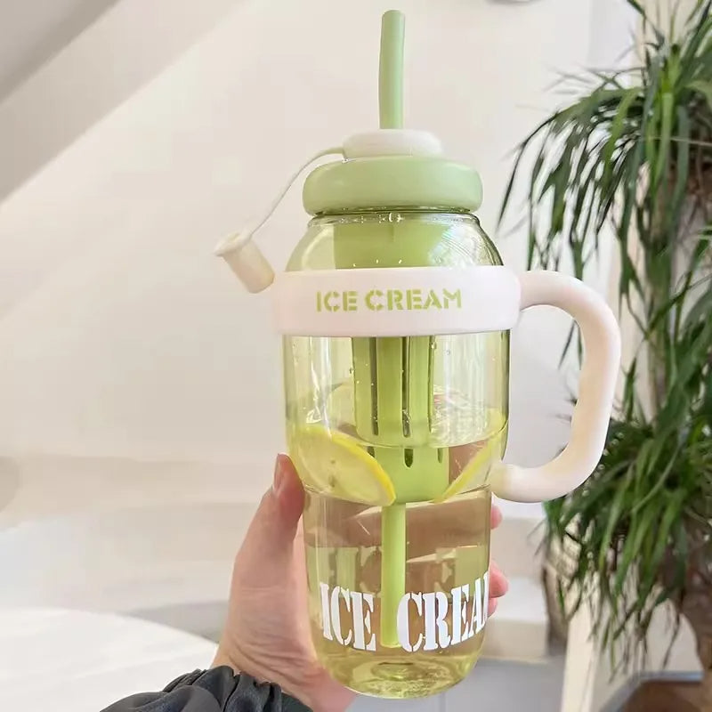 1200ml Sports Water Bottle with Straw and Lid