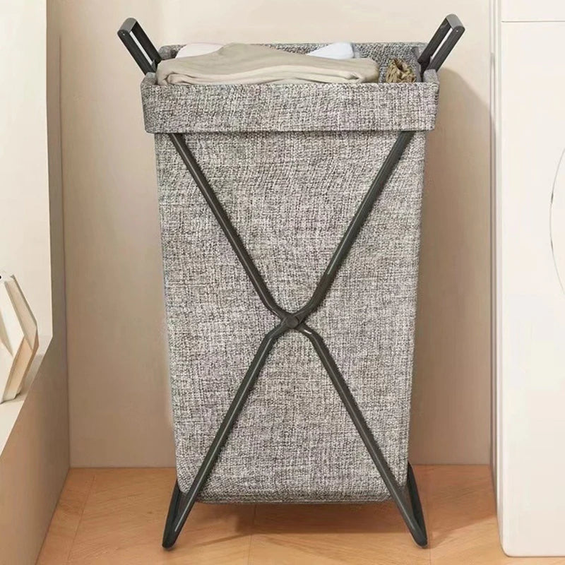 Foldable Laundry Basket with Metal Stand