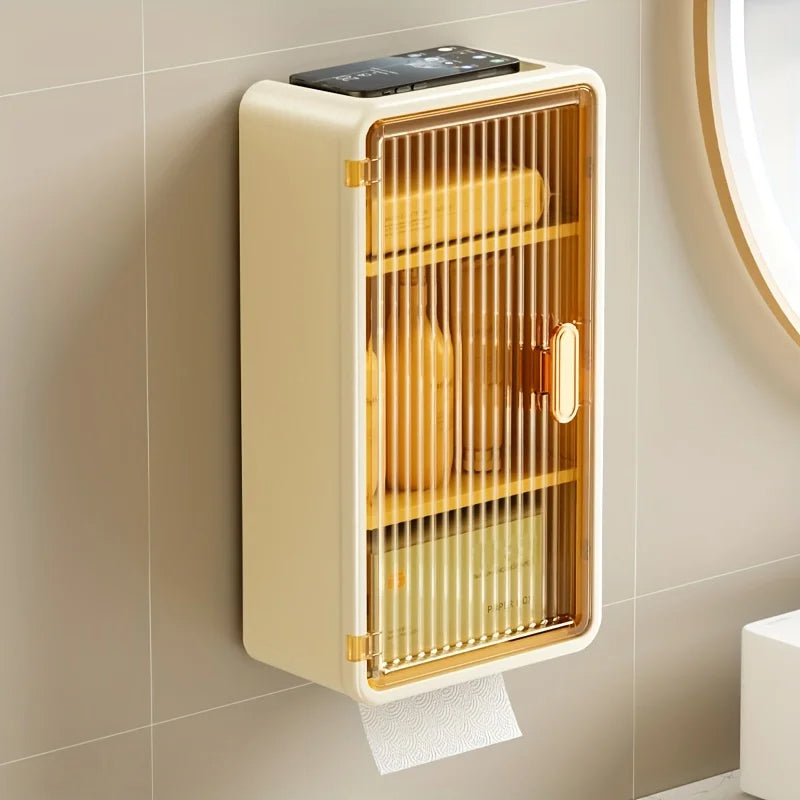 Wall-Mounted Drawer Makeup Organizer with Tissue Box