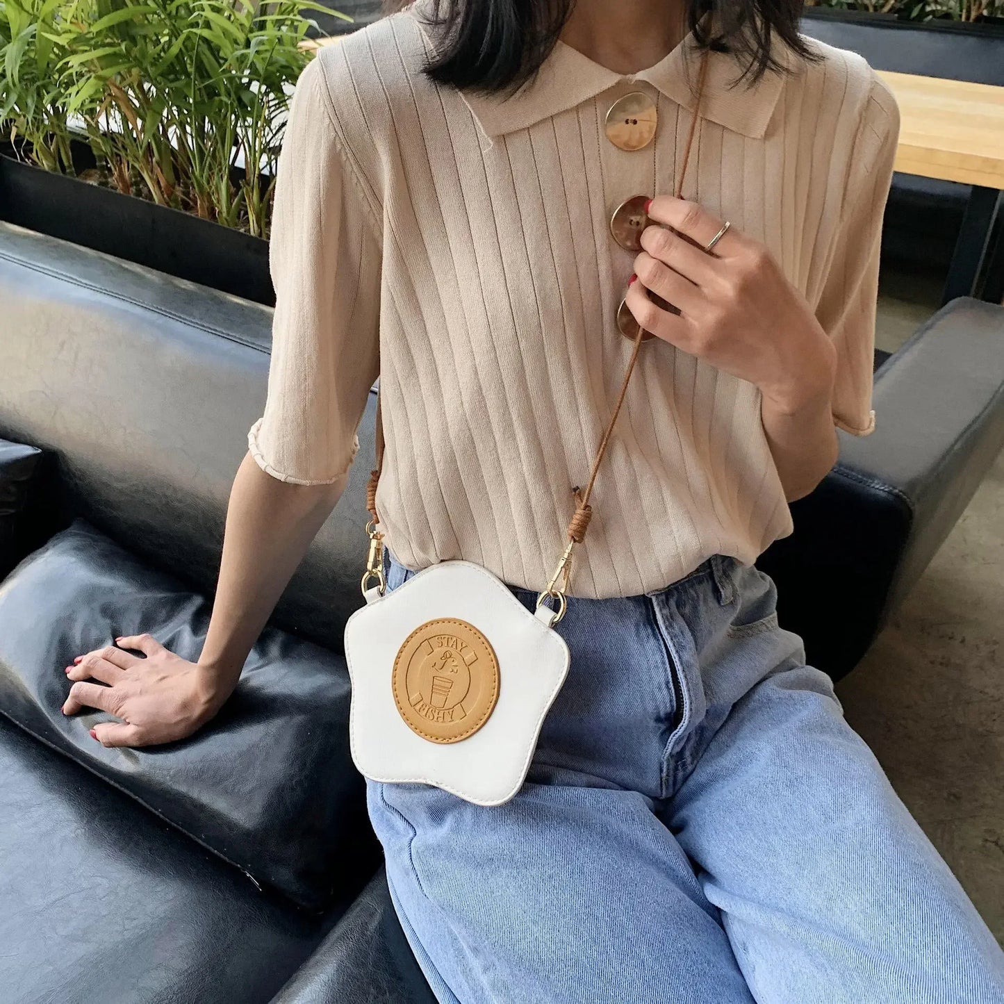 Cute Bread Shaped Flap Shoulder Crossbody Bag for Women