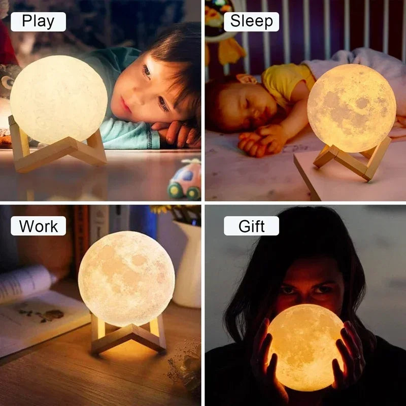 3D Print Moon Lamp LED Night Light Decor