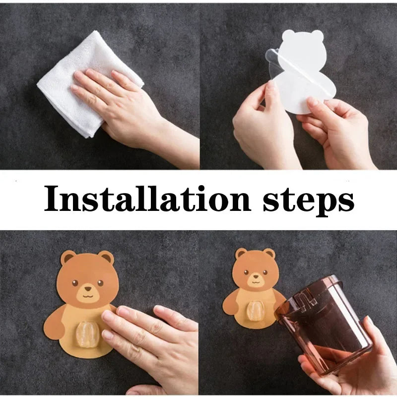 Cartoon Wall Mount Toothbrush Holder 1Pc