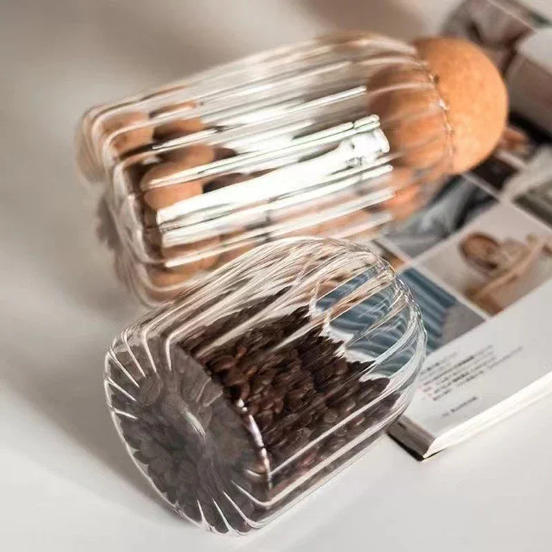 Tall Transparent Glass Spice Storage Jar Set (3pcs)