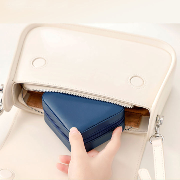 Portable Leather Jewelry Storage Box Travel Organizer Case