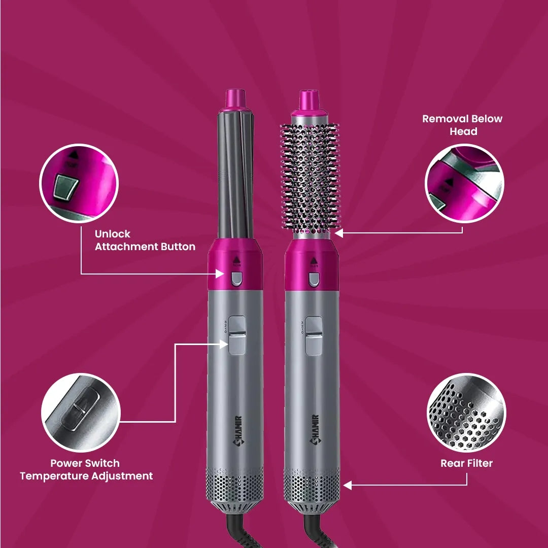 5 in 1 Hair Straightener Brush  Hair Curler Hair Dryer
