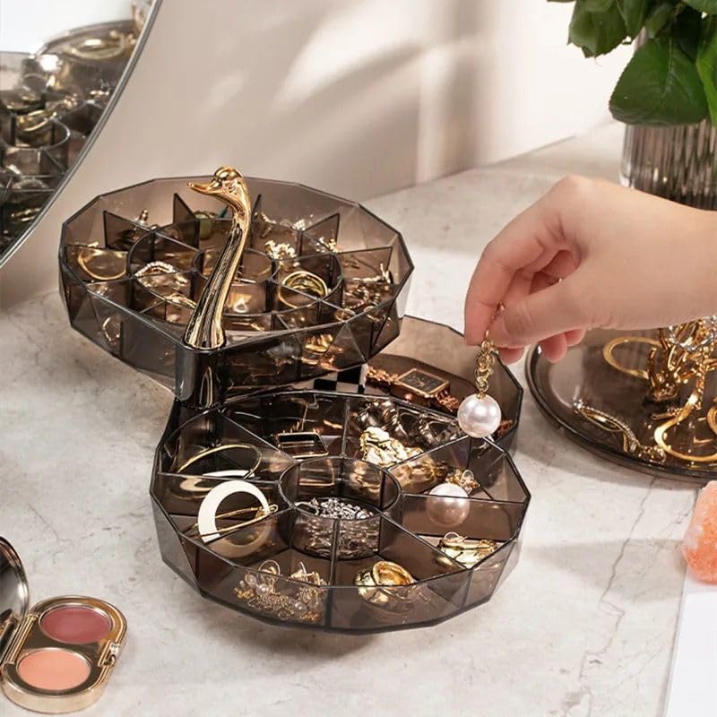 Jewelry organizer with Swan design on a marble surface