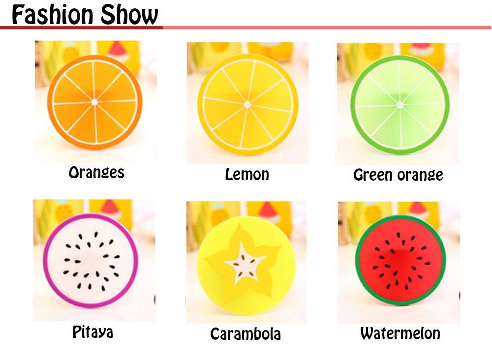 Silicone Fruit Coasters Tea Cup Mats Set Of 6