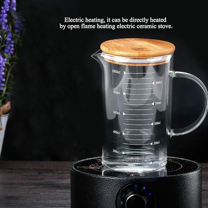 Glass Measuring Jug with Wooden Lid