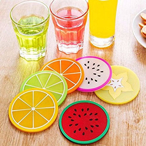 Silicone Fruit Coasters Tea Cup Mats Set Of 6
