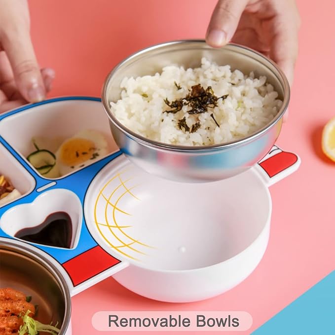 Stainless Steel Portion Plate Bowl with Lid