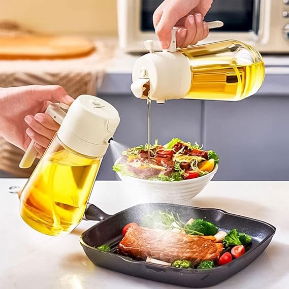 2-in-1 Oil Sprayer & Dispenser Bottle – Glass