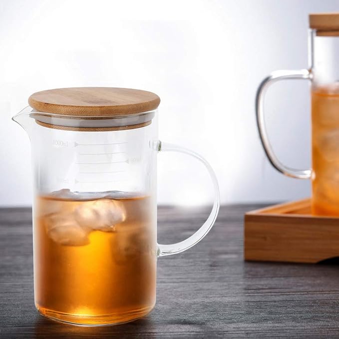 Glass Measuring Jug with Wooden Lid