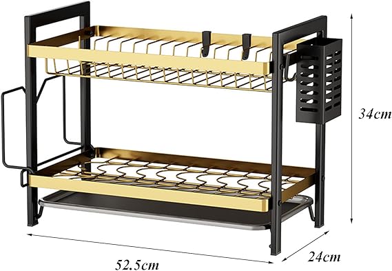 Large 2-Layer Dish Drying Rack – Kitchen Counter Organizer