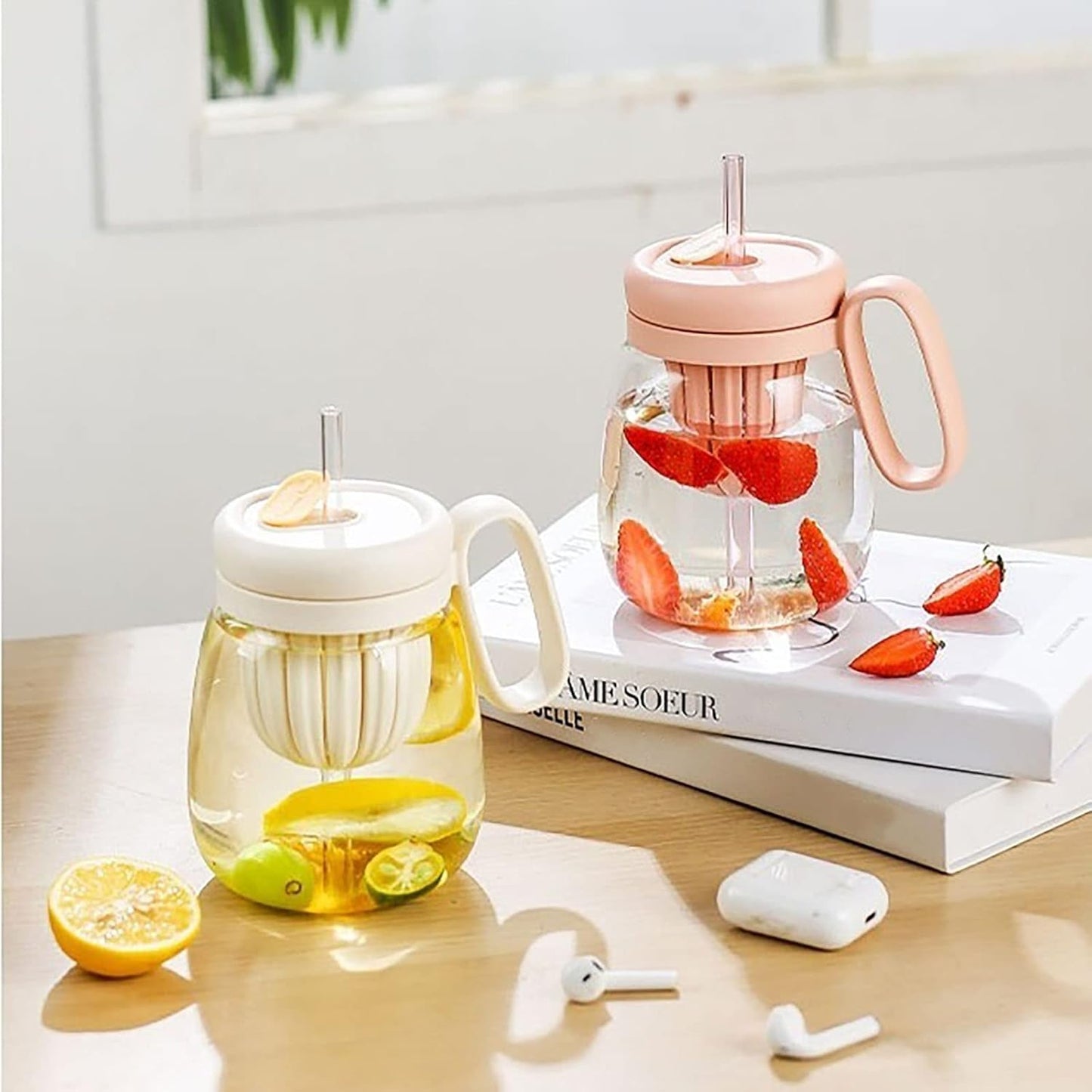 Portable Water Bottle with Straw