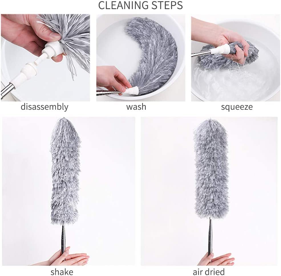 Extendable Stainless Steel Microfiber Duster with Long Handle (100cm)