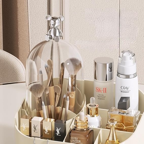 Makeup Organizer with Lid for Vanity Storage
