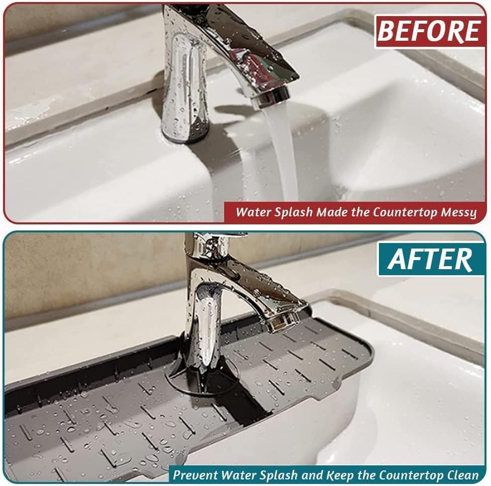 Silicone Kitchen Sink Splash Guard – Faucet Water Splash Catcher Mat