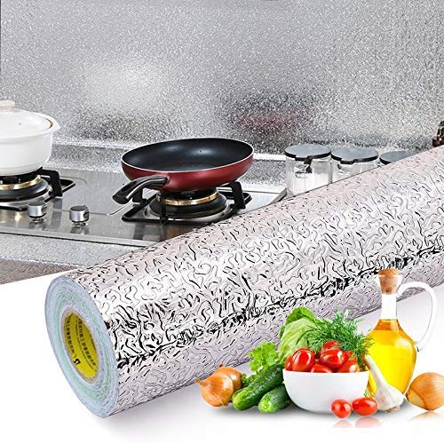 Aluminum Foil Kitchen Oil-Proof Waterproof Self-Adhesive Sticker 60Cm x 2M