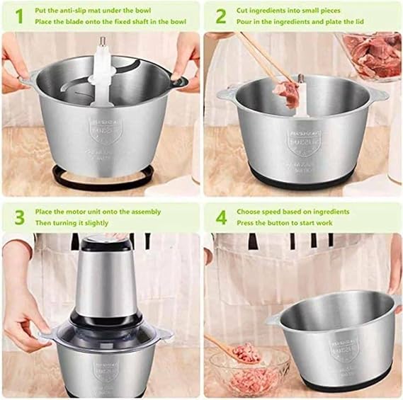 2L Electric Meat Grinder – High-Power Stainless Steel Food Chopper