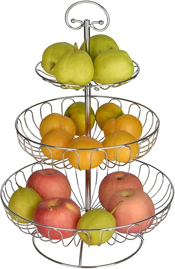 3-Tier Metal Wire Fruit Basket Stand – Countertop Storage