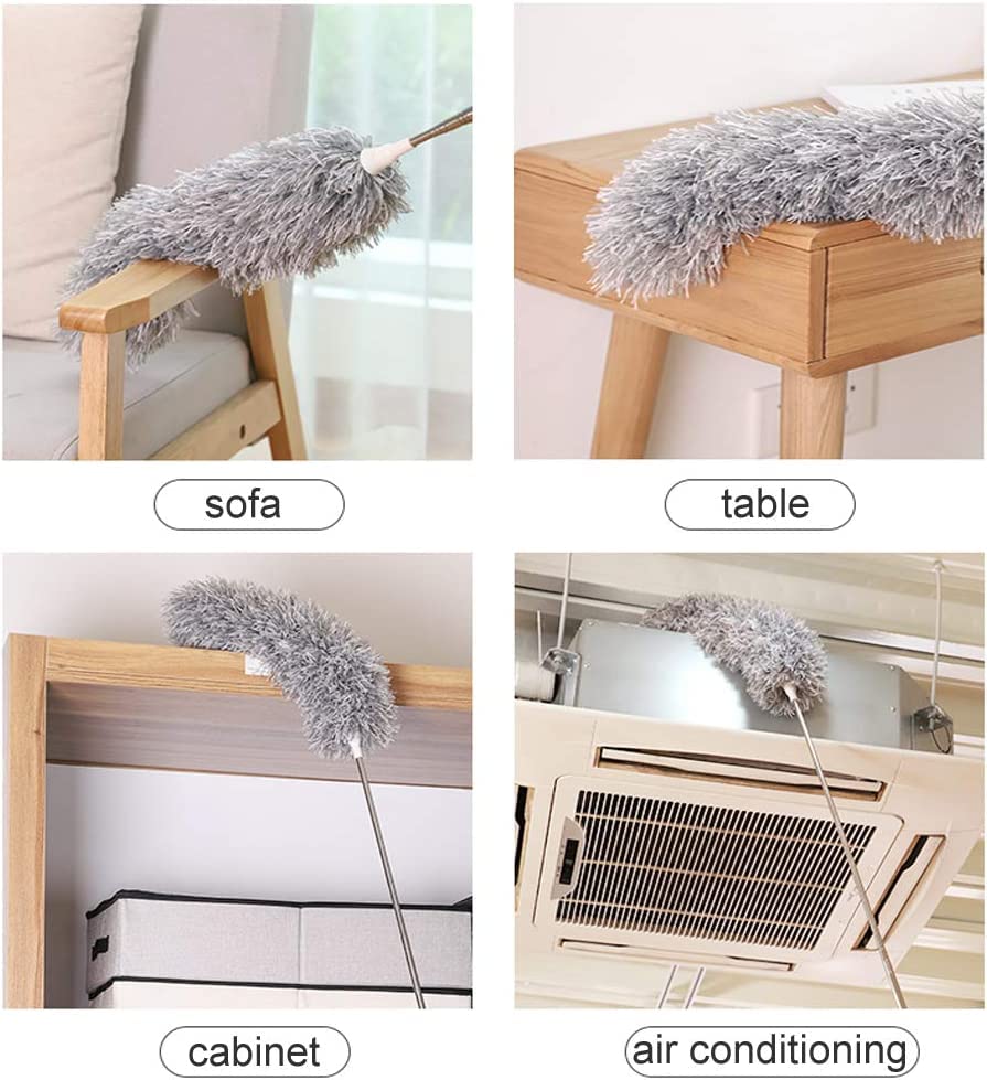 Extendable Stainless Steel Microfiber Duster with Long Handle (100cm)