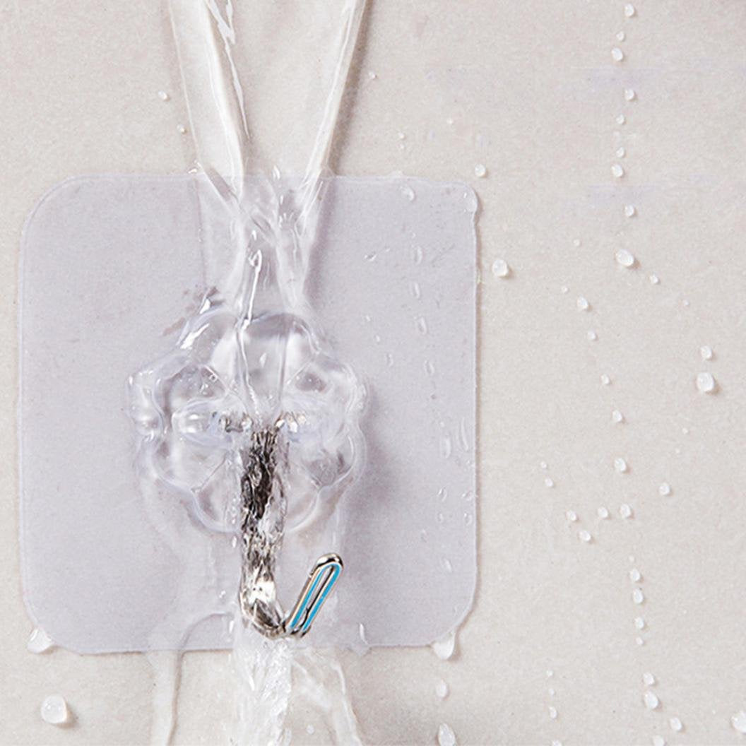 Transparent Self-Adhesive Wall Hooks Waterproof Heavy-Duty 10Kg